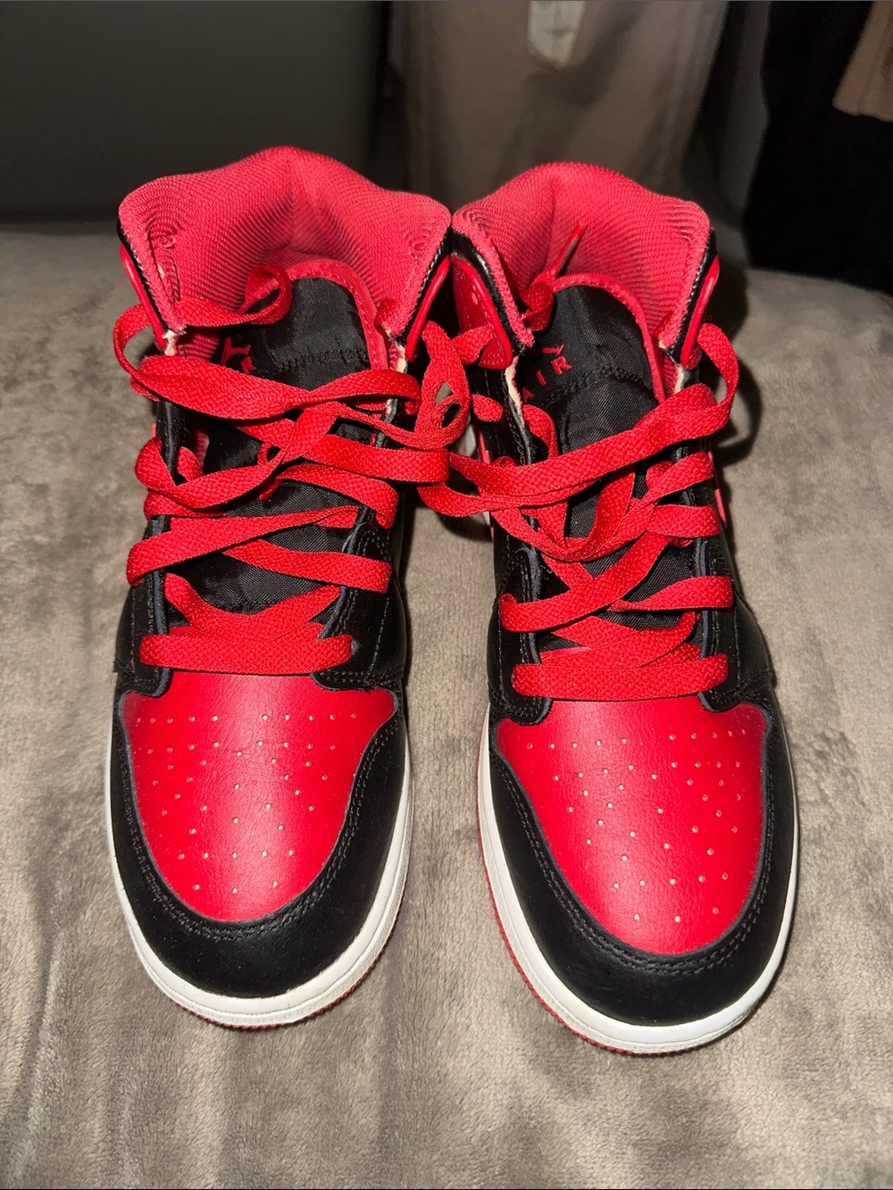 Jordan Kids Black and Red High-Top Sneakers